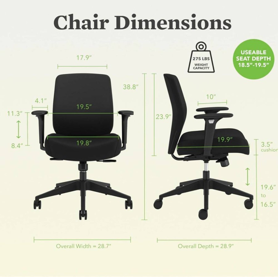 HON Ergonomic Office Chair with Adjustable Lumbar Support, Headrest, and Synchro-Tilt Tension - Mid Back Mesh Desk Chair with 3.5" Thick Foam Seat, Grey & White