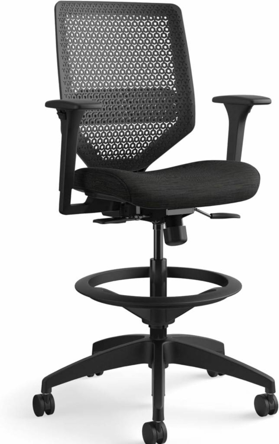 HON Solve Ergonomic Standing Desk Chair with High Back Support, Adjustable Height and Foot Rest for Office Comfort