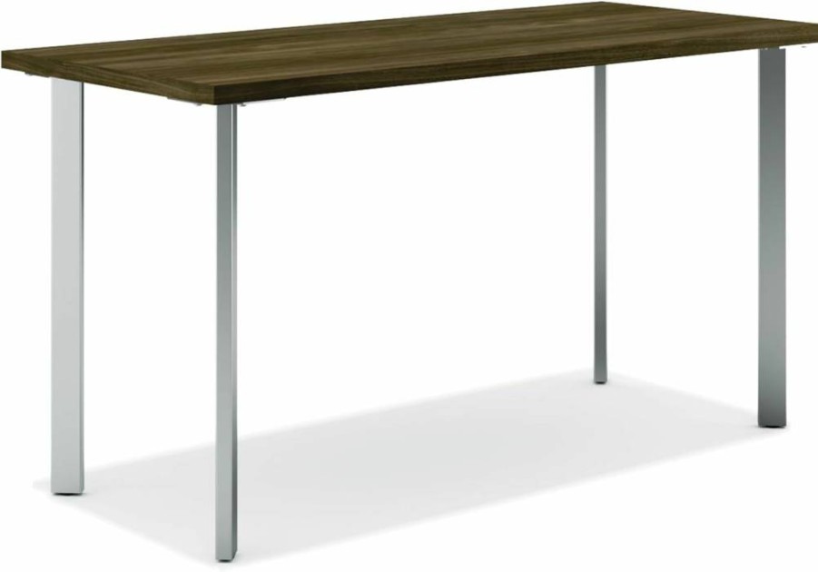 HON Coze 48 Inch Home Office Desk with Natural Wood Top and White Base, Sturdy Computer Workstation