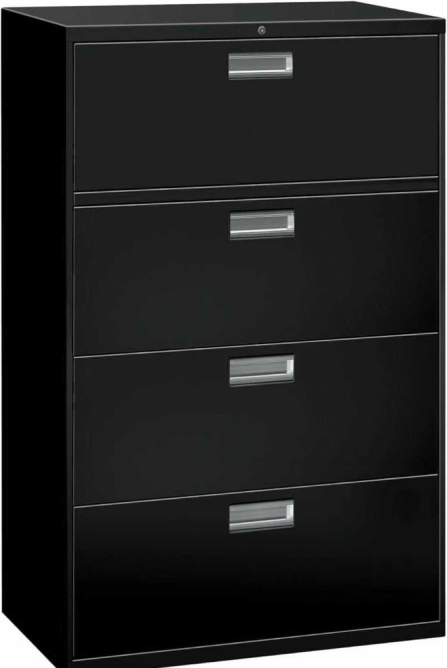 HON 5-Drawer Lockable Lateral File Cabinet - Adjustable Metal Office Storage for A4, Legal & Letter Files, 21.31" Deep, Putty Finish