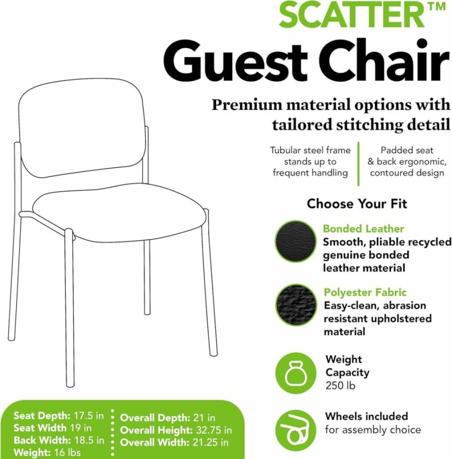HON Scatter Guest Chair - Navy Fabric Stackable Armless Lobby Seating for Office & Waiting Areas
