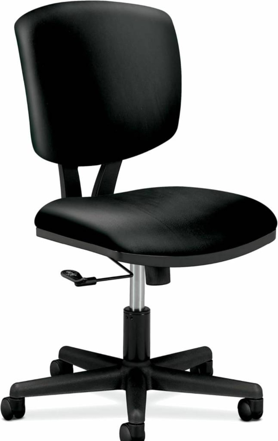 HON Volt Ergonomic Office Chair - Adjustable Leather Desk Chair with Wheels, Synchro Tilt & Recline, Armless Design, Black